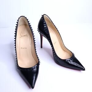 CHRISTIAN LOUBOUTIN Anjalina Givree Brushed Leather Pumps Black Women's 35.5